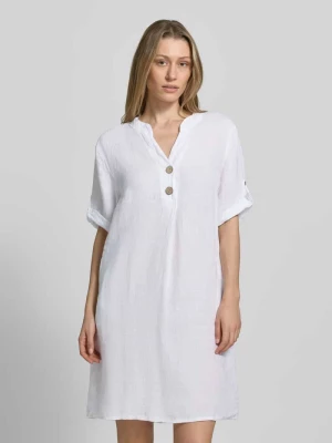 Sukienka tunikowa z lnu z dekoltem w serek model 'Ki44ra' ZABAIONE
