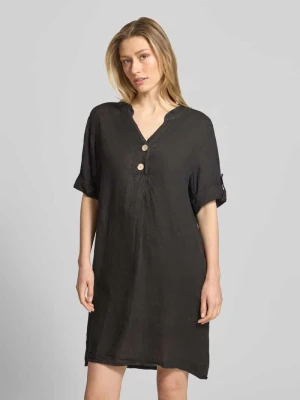 Sukienka tunikowa z lnu z dekoltem w serek model 'Ki44ra' ZABAIONE