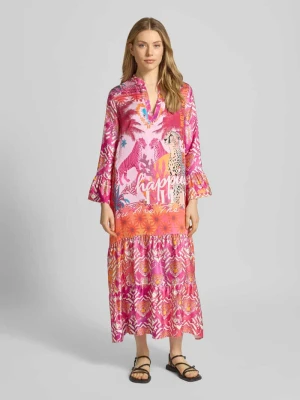 Sukienka tunikowa z wiskozy z rękawami typu dzwonek miss goodlife