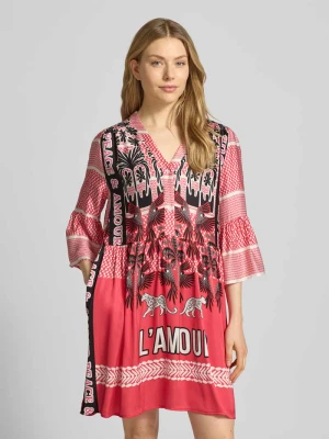 Sukienka tunikowa z wiskozy z rękawami typu dzwonek miss goodlife