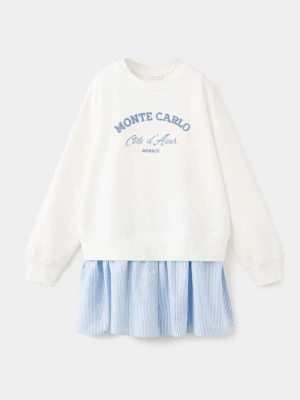 Sukienka typu bluza z napisem złamana biel - Dzieci - lata - MANGO KIDS