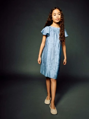 Sukienka w haftowane kwiaty granatowy - Dzieci - - MANGO KIDS