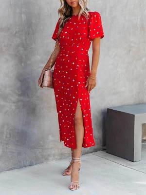 Milan Kiss Sukienka w kolorze czerwono-biaÅ‚o-Å¼Ã³Å‚tym rozmiar: XL