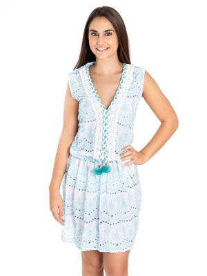 Isla Bonita by SIGRIS Sukienka w kolorze turkusowo-białym rozmiar: L