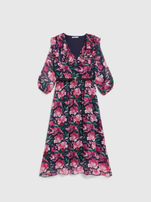 Sukienka w kwiaty granatowa Moodo