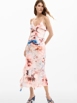 Sukienka w kwiaty z falbanami Desigual