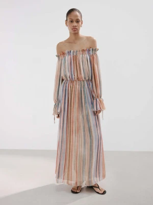 Sukienka w paski bez ramiączek kremowy / écru - Kobieta - - MANGO