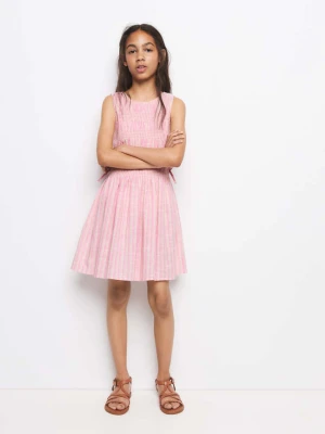 Sukienka w paski z wiązaniem różowy - Dzieci - lata - MANGO KIDS