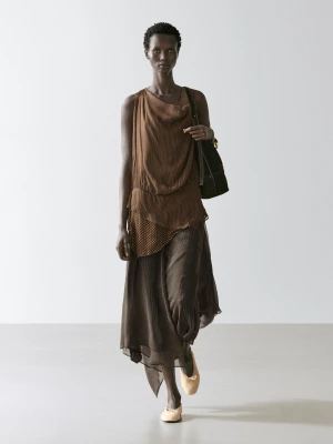 Sukienka Warstwowa Z Falbanami - Sprany - - Massimo Dutti - Kobieta