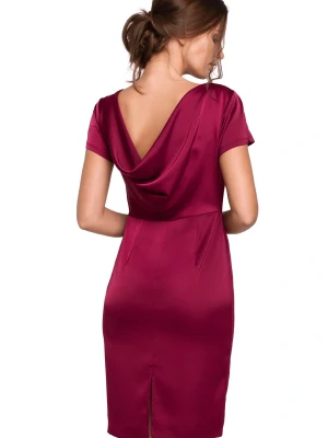 Sukienka wieczorowa błyszcząca dekolt na plecach granatowa Sukienki.shop