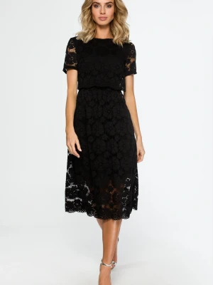 Sukienka wieczorowa dwuczęściowa koronkowa czarna Moe