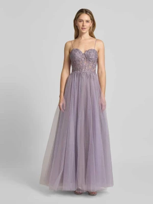 Sukienka wieczorowa krój regular fit z błyszczącą siateczką Laona