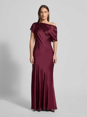 Sukienka wieczorowa na jedno ramię z satyny Model Model 'NEAGAN' Lauren Ralph Lauren Ciemnoczerwony