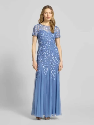 sukienka wieczorowa o kroju regular fit z kwiatowym haftem na całej powierzchni Adrianna Papell