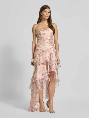 Sukienka wieczorowa o kroju regular fit z kwiatowym nadrukiem na całej powierzchni luxuar