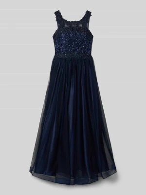 Sukienka wieczorowa z kwiatową koronkową aplikacją DANAMADE