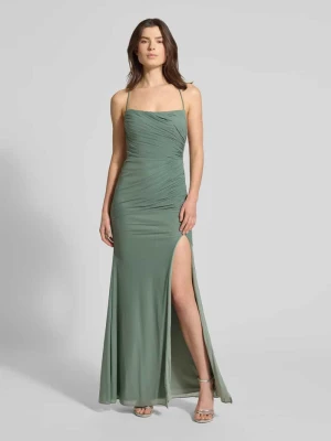 Sukienka wieczorowa o kroju regular fit z rozcięciem luxuar