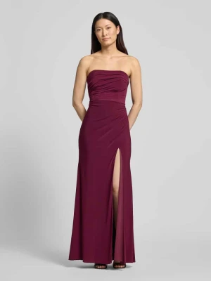 Sukienka wieczorowa o kroju slim fit w długości do ziemi z rozcięciem Hey Kyla Wiśniowy