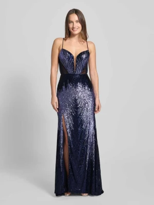 Sukienka wieczorowa o kroju slim fit z cekinowym obszyciem na całej powierzchni Mascara