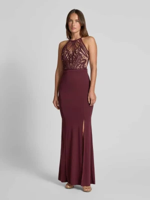 Sukienka wieczorowa o kroju slim fit z kwiatowym haftem Lipsy