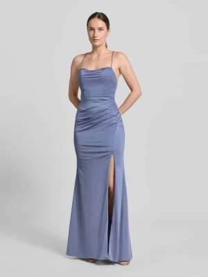 Sukienka wieczorowa o kroju slim fit z marszczeniami Laona Niebieski