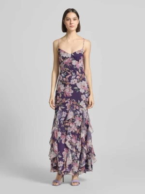 Sukienka wieczorowa o kroju slim fit z obszyciem falbanami ADLYSH