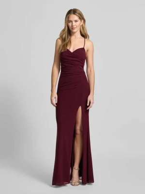 Sukienka wieczorowa o kroju slim fit z rozporkiem luxuar