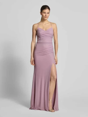 Sukienka wieczorowa o kroju slim fit z rozporkiem luxuar