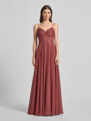 Sukienka wieczorowa obszyta ozdobnymi kamieniami luxuar