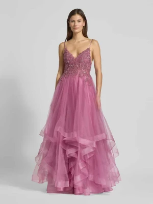 Sukienka wieczorowa obszyta ozdobnymi kamieniami Mascara