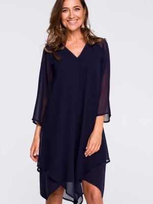 Sukienka wieczorowa oversize szyfonowa asymetryczna boho czarna Stylove