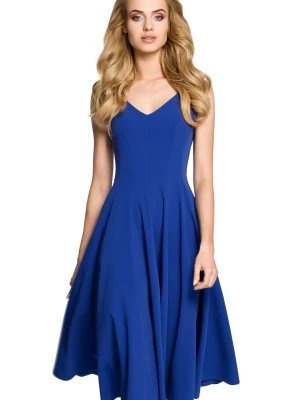 Sukienka wieczorowa rozkloszowana z dekoltem V niebieska Sukienki.shop