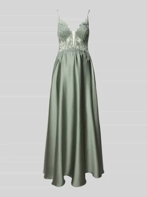 Sukienka wieczorowa w kroju regular fit z kwiatowym haftem Laona