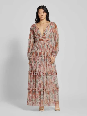 Sukienka wieczorowa w kwiatowe wzory Lace & Beads