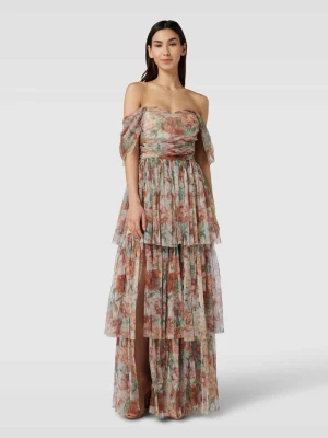 Sukienka wieczorowa w kwiatowe wzory Lace & Beads