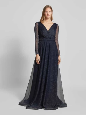 Sukienka wieczorowa w stylu kopertowym TROYDEN COLLECTION Granatowy
