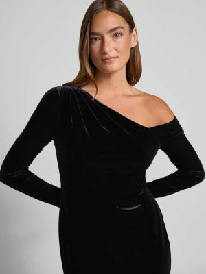 Sukienka wieczorowa z aksamitu o kroju na jedno ramię model ‘CATEEMA’ Lauren Ralph Lauren Czarny