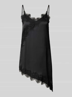 Linia a sukienka casualowa z obszyciem koronką model 'ELVA' Pieces Czarny