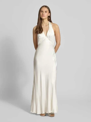 Sukienka wieczorowa z czystej wiskozy z wiązaniem na szyi model ‘THENA’ bardot