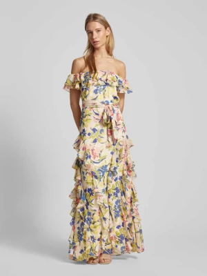 Sukienka wieczorowa z dekoltem carmen i kwiatowym wzorem Lauren Ralph Lauren