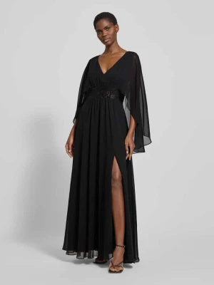 Sukienka wieczorowa z dekoltem w serek i cekinami Swing