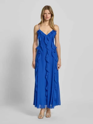 Sukienka wieczorowa z dekoltem w serek i falbanami model ‘VERIS’ bardot