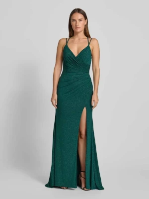 Sukienka wieczorowa z dekoltem w serek i marszczeniami Mascara