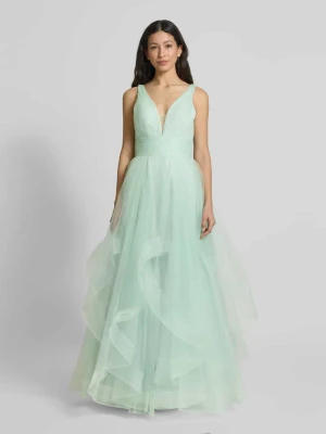 Sukienka wieczorowa z dekoltem w serek i tasiemką w talii Mascara