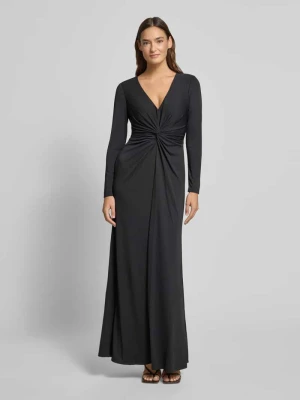 Sukienka wieczorowa z dekoltem w serek i wiązanym detalem model ‘NADIRA’ Lauren Ralph Lauren