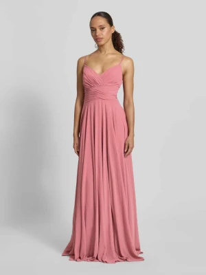sukienka wieczorowa z drapowaniami i dekoltem w serek Mascara