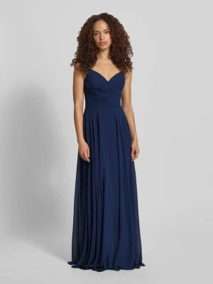 sukienka wieczorowa z drapowaniami i dekoltem w serek Mascara