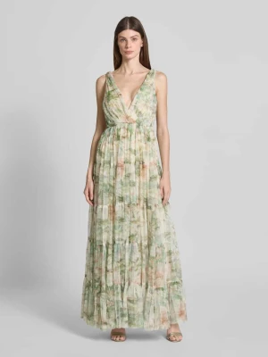 Sukienka wieczorowa z efektem stopniowania i dekoltem w serek Lace & Beads