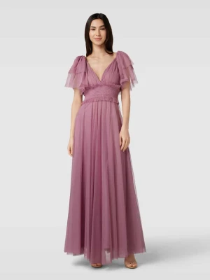 Sukienka wieczorowa z elastyczną tasiemką w talii Lace & Beads