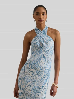 Sukienka wieczorowa z falbanami Lauren Ralph Lauren